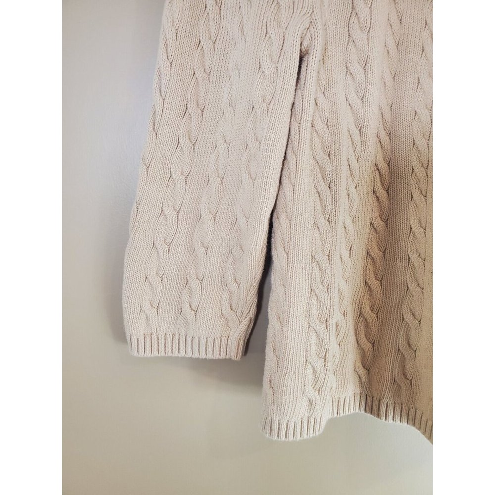 Talbots Tan Cable Knit 100% Cotton Wide Neckline Size XL - Picture 3 of 9
